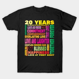 20 Years Anniversary of Love Happy Marriage Couple Lovers T-Shirt